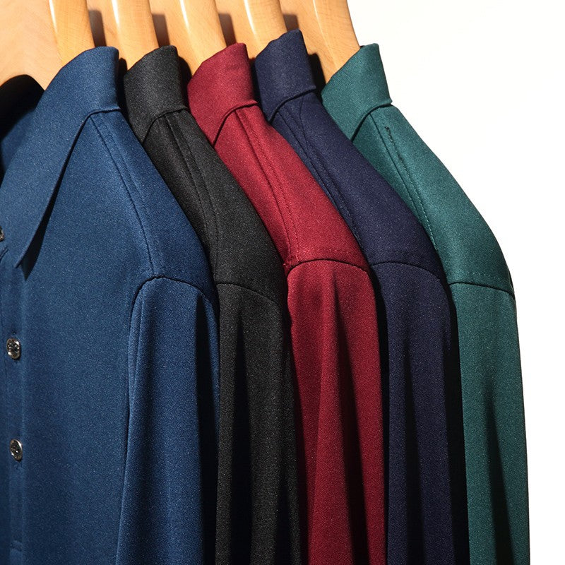 Spring and Autumn Long Sleeve Polo Shirt Polo Collar Solid Men's Long Sleeve T-shirt