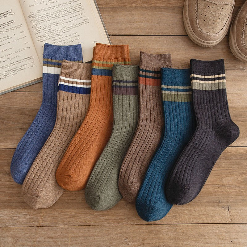 10 Pair Men's Striped Socks Spring Fashion Casual Socks High Quality Harajuku Retro Socks Man