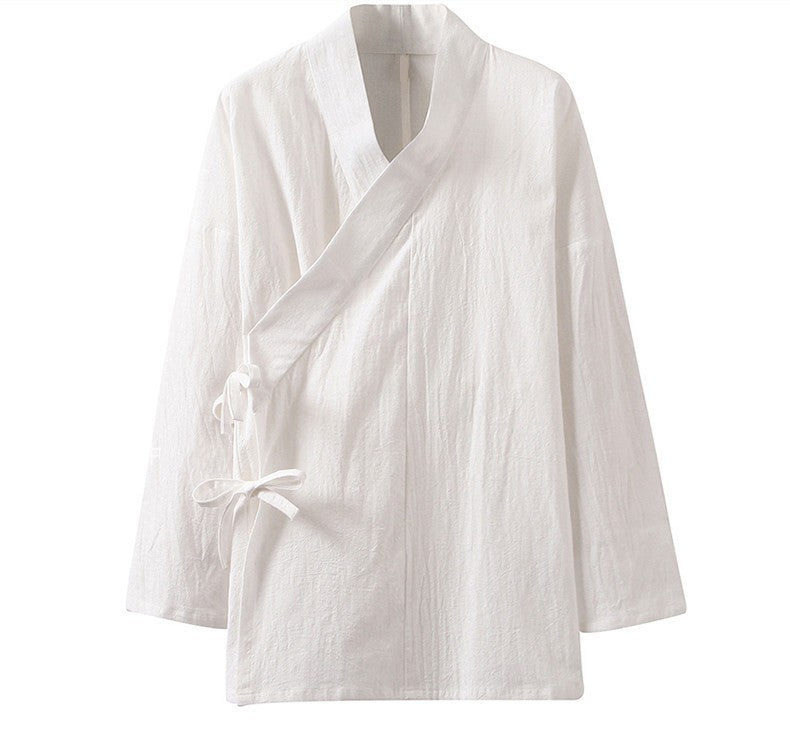 M-7XL Traditional Cotton linen Kimono Shirt Long Sleeve Japanese Streetwear Vintage Shirts Plus Size Chinese Clothing 5XL 6XL