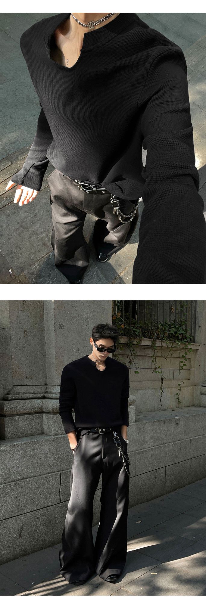 Mens Slim Fit Long Sleeve V-Neck T-Shirt Solid Color Spring  Casual Basic Top  Plain Tee Shirt Breathable Comfort Stretch Soft