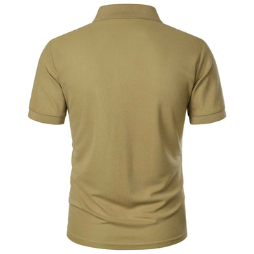Men's short sleeve Solid color short sleeve daily casual lapel casual short sleeve button down T-shirt casual top for men