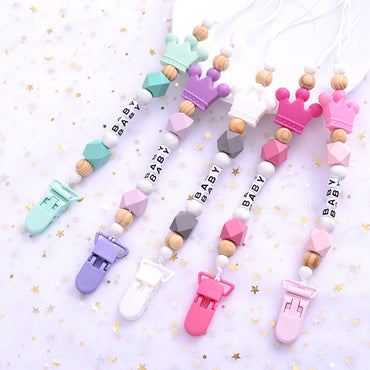New 5 Colors Baby Teether Handmade Making Pacifier Clips Holder Chains Silicone Pacifier Chain Clip Baby Teething Chain