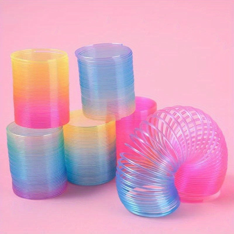 12/60PCS Rainbow Magic Springs Circle Toys Kids Birthday Party Favors Guests Giveaway Small Gifts Pinata Fillers Flexible Toy