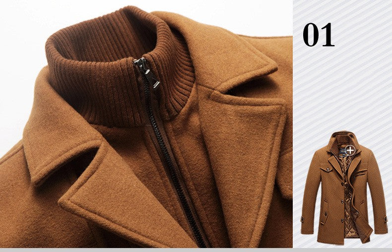 Winter Men's Jacket Oversized Wool Overcoat Solid Warm Pea Coats Thicken Casual Woolen Coat Men Clothing Parka A3F1303