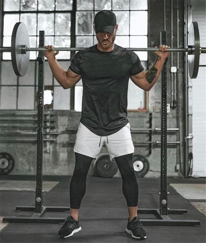 Summer Cotton Sports T-Shirts Mens Slim Fit Gym Fitness Male T Shirt Casual Running Bodybuilding Man Jogging Workout Clothing ?