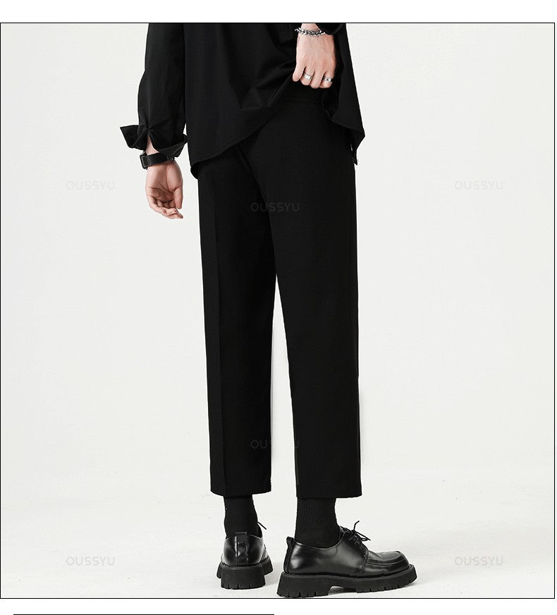 Brand Clothing Smooth Suit Pants Men Business Thin Formal Ankle Length Work Pant Korean Casual Long Trousers Male Oversized 40