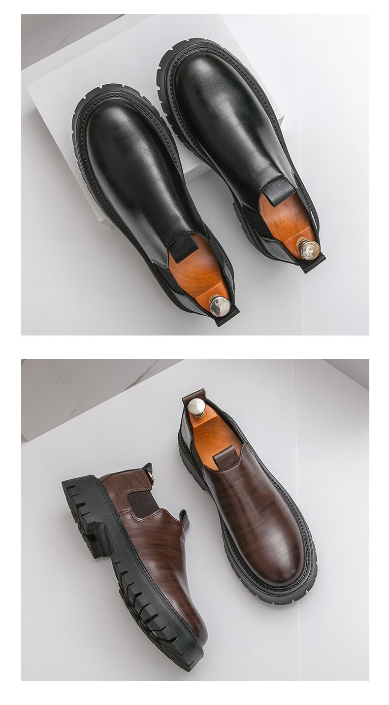 High Quality Thick Soled Leather Shoes Male Trend Men’s Dress Shoes Formal Leather Platform Loafers Shoes For Man