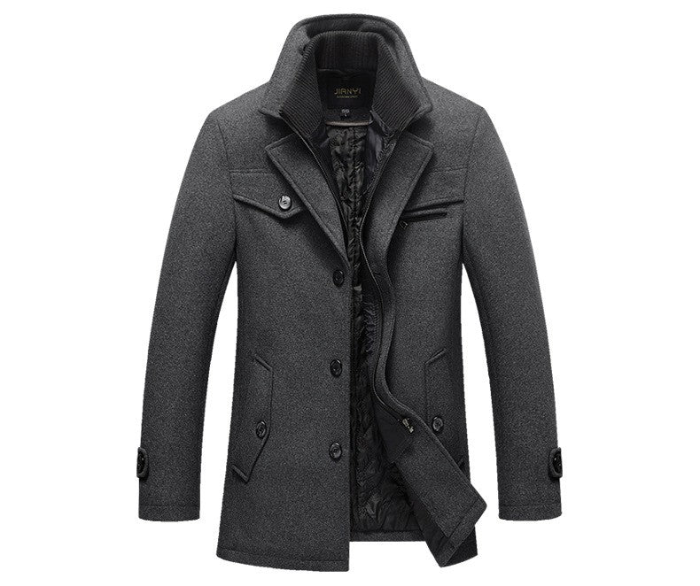 Winter Men's Jacket Oversized Wool Overcoat Solid Warm Pea Coats Thicken Casual Woolen Coat Men Clothing Parka A3F1303