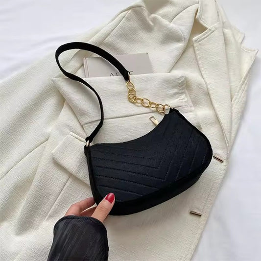 Trend Mini Shoulder Bags For Women Fashion Felt Women's Bag Design Advanced Underarm Handbags Beautiful Purses Crescent SaddleBa