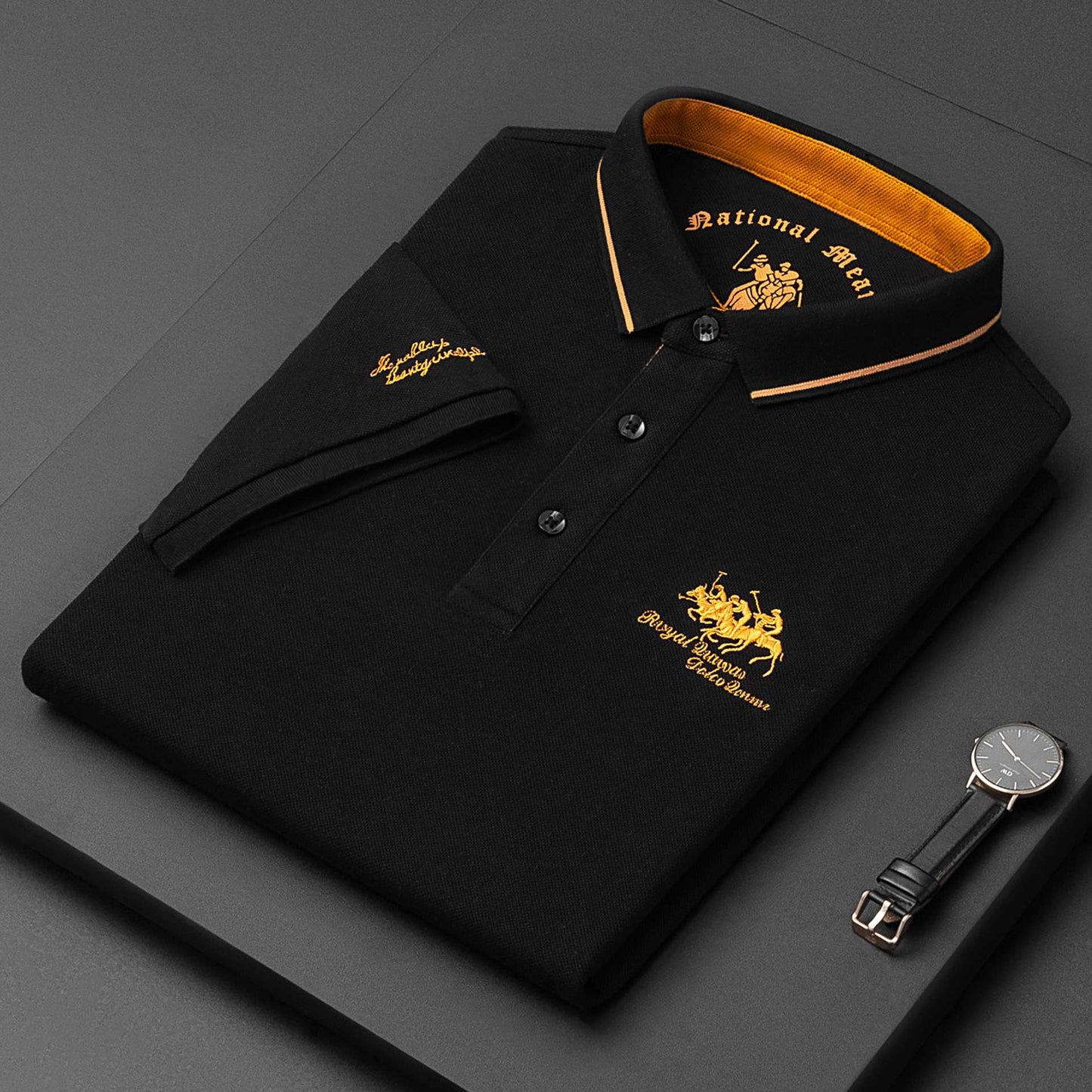 New Summer Embroidered Pure Cotton Men's Luxury Polo Shirt Top Casual Short Sleeved Fashionable Wrinkle Resistant Men's T-shirt