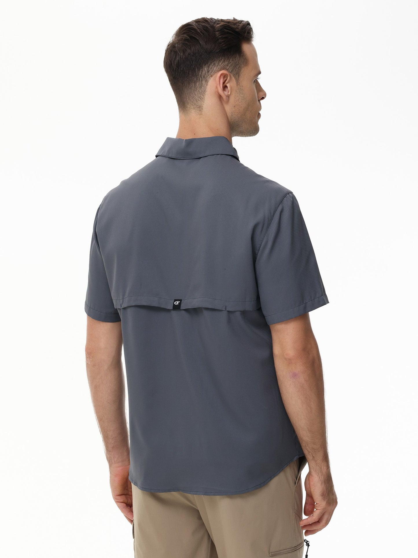 Summer Men's UPF 50+ Fishing Shirts, Casual Breathable Short Sleeve Cargo Fishing Shirt, Button Down Tactical Shirts Blouse