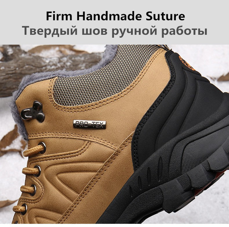 Brand Winter Men's Boots Warm Men's Snow Boots High Quality Leather Waterproof Men Sneakers Outdoor Men Hiking Boots Work Shoes