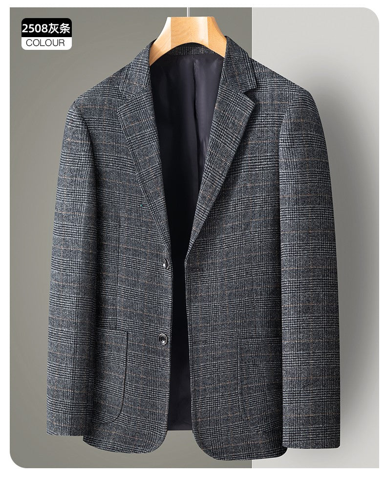 New Men's Blazer Fashion Middle-aged Business Casual Professional Wear Casual Loose British Style Sub-trend Four Seasons Suit