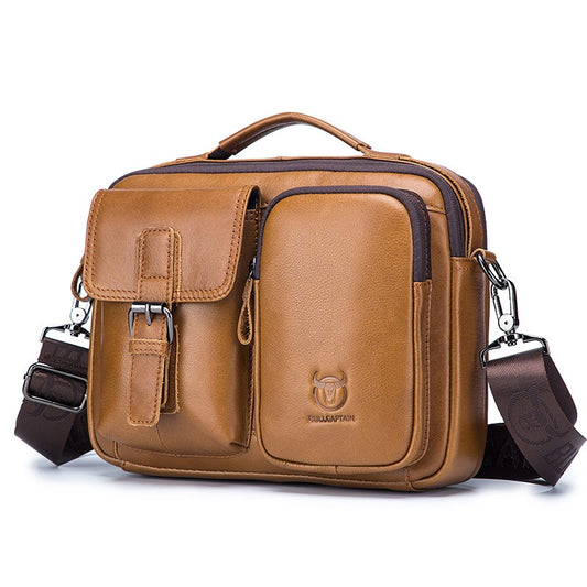 BULLCAPTAIN New Genuine Leather Men Crossbody Bag Male Briefcase Messenger Bag Casual Business Briefcase Style Men Shoulder Bag