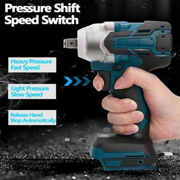 Chave de Impacto Elétrica Sem Fio Sem Escovas 520NM de 1/2 polegada, Ferramentas Elétricas Compatíveis com Bateria de 18V, Chave com Conjunto de Caixa de Ferramentas