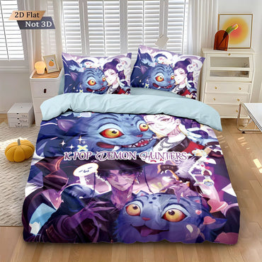 3pcsK-Pop Demon Hunters Printed Chipless Bedding, Multi Sized Bedding, Dormitory duvet Cover, Soft Machine Washable Decoration