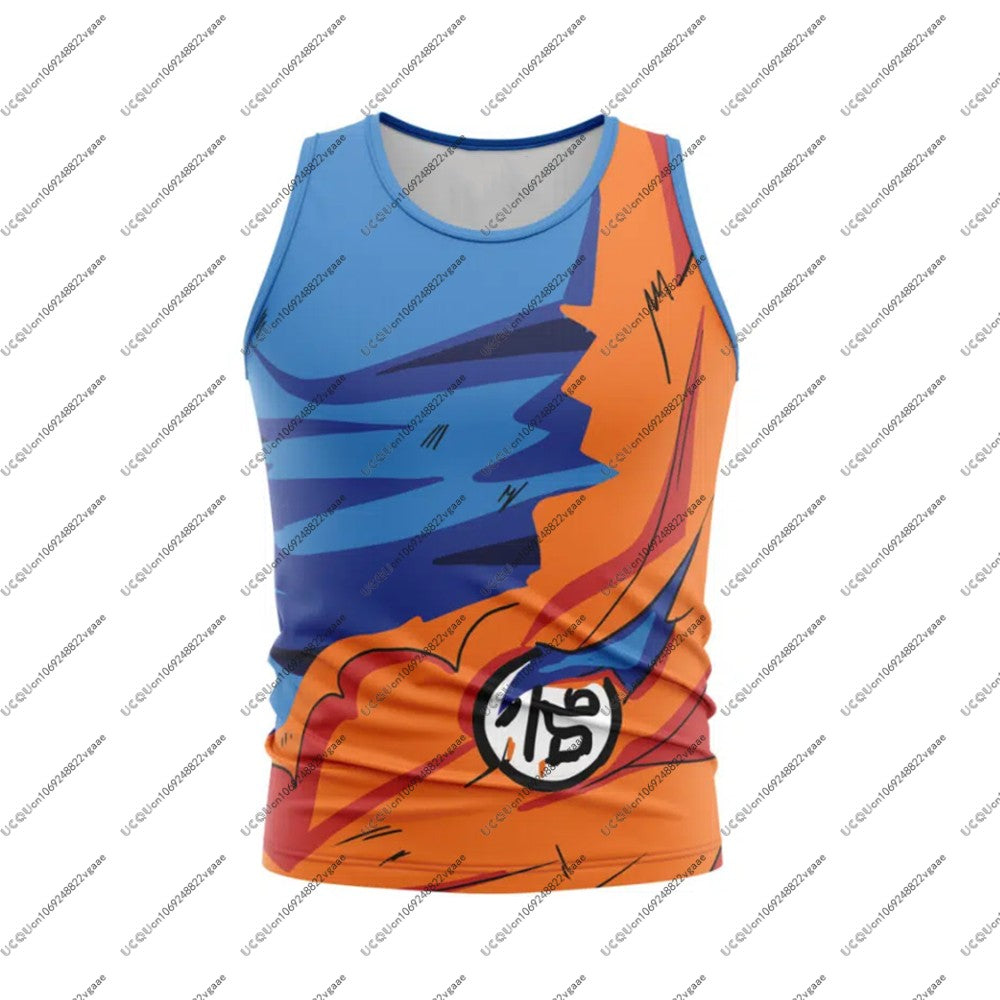 Anime Cosplay Men Vest Top Sportswear Gym Breathable Gift Goku Torn Gi Dragon Ball Z Tank Top Basketball Jersey Fitness Tee New