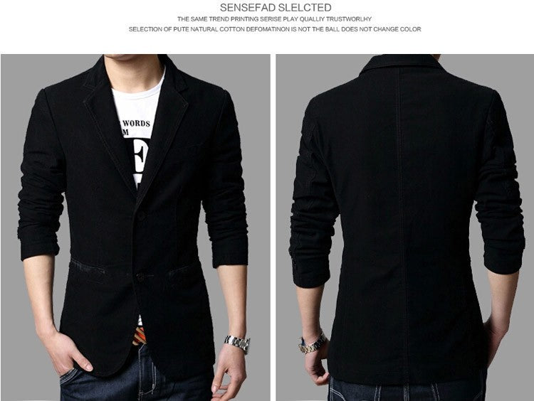 Cotton Business Casual Men Blazer Fashion Trend Slim Fit Solid Color Jacket Large Size M-6XL Khaki Black Brown Suit Coat