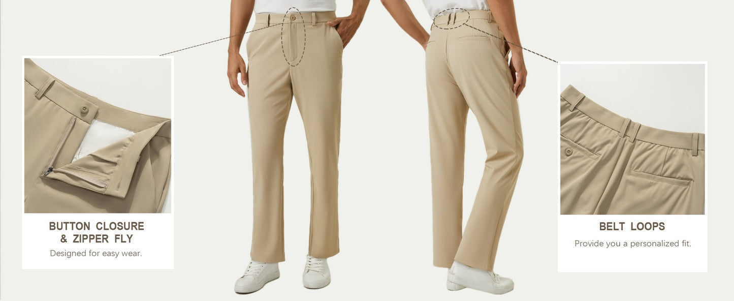 TACVASEN Golf Pants Men Stretch Lightweight Quick Dry Work Pants Waterproof Flat Front Dress Pants with 5 Pockets 30"/32"/34";;VERDADEIRO;;"Dark Grey,40W-32L