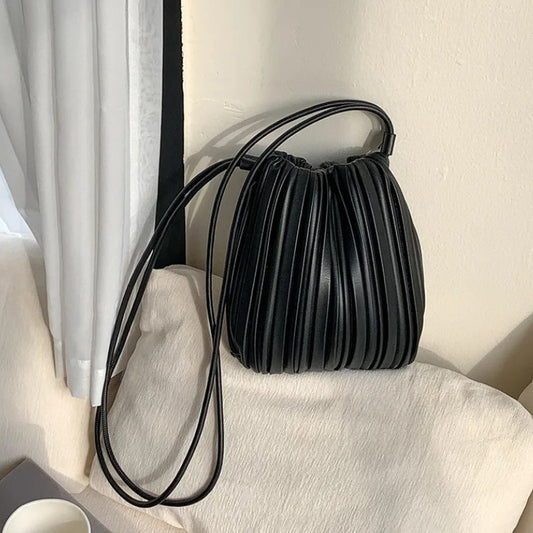 Summer Fashion New Crossbody Bag Women's PU Single Shoulder Mini Bag Luxury Versatile Pleated Casual Small Square Bag Handbags