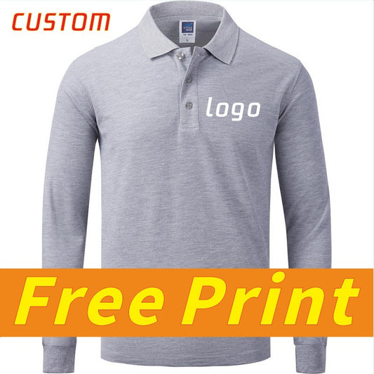 Leisure long sleeved POLO shirt custom autumn and spring long sleeved lapel t-shirt with printed logo and personalized design em