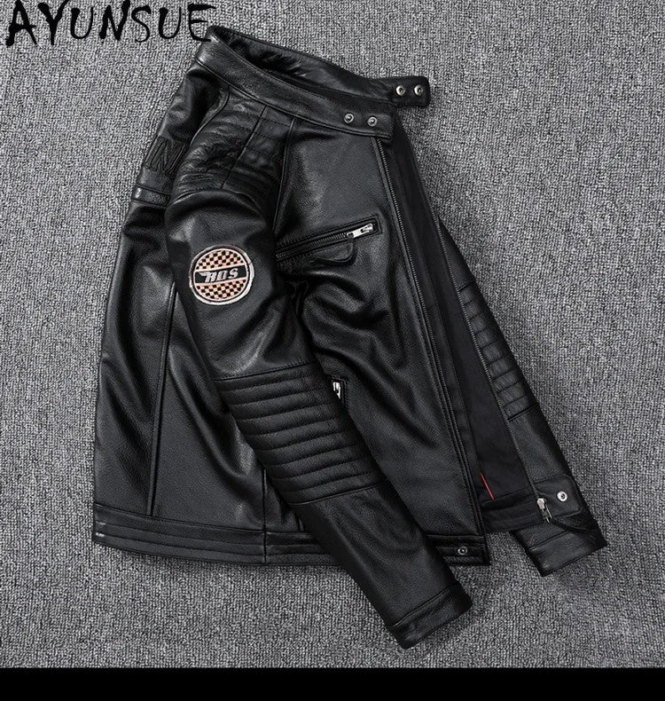 Mens Leather Jacket Autumn Men Clothing Handsome Motorcycle Jackets Two Colors Short Coats Kurtka M?ska Skórzana Slim