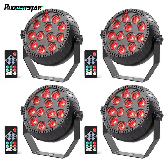 4PCS RGB Disco DJ Lights Wireless Rechargeable Par Lights 12LEDs Mini Stage Light for Party Bar Club Wedding Birthday Theater