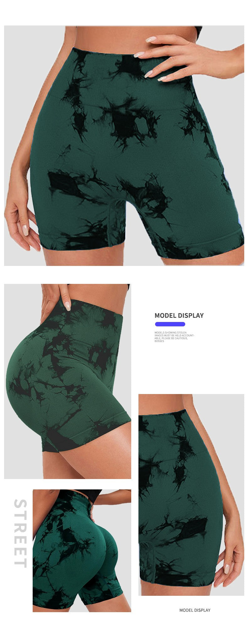 Seamless Tie Dye Sports Tight Three Piece Pants for External Wear Sexy Yoga Fitness Shorts for Women, High Waist Hip Lifting and