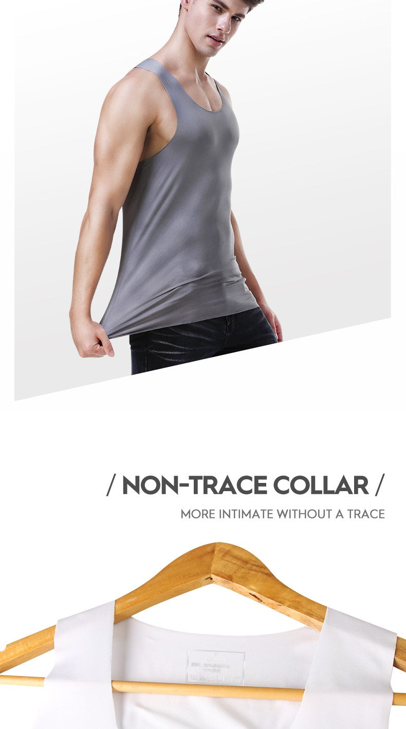 Men's vest Ice Silk seamless fitness summer slim-fit breathable underwear Youth sports hurdle sleeveless undershirt
