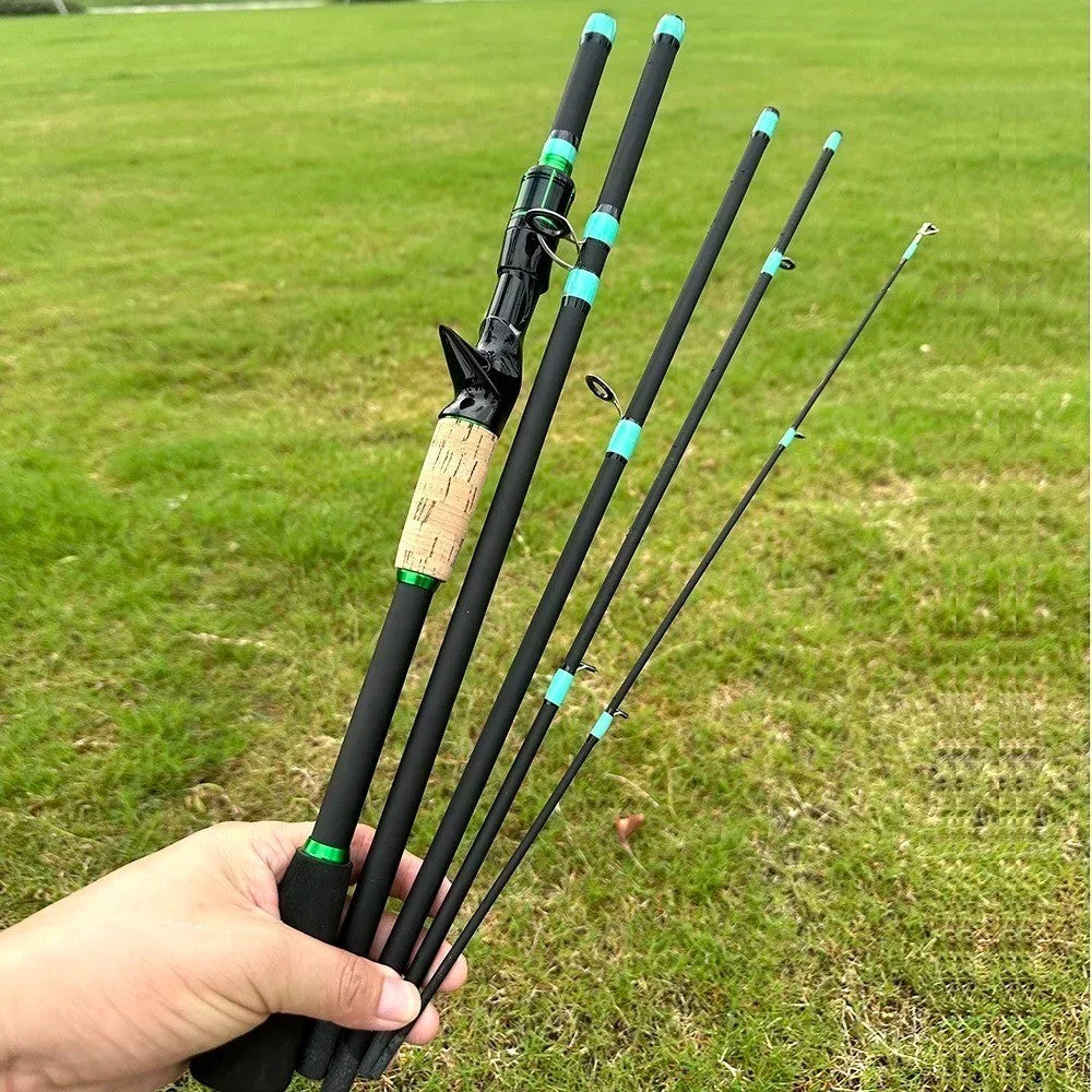 4 Sections Spinning Fishing Rod M Power Spinning Casting Fishing Rod 1.65m/1.8m/2.1m Portable Carbon Fiber Fishing Pole Winter
