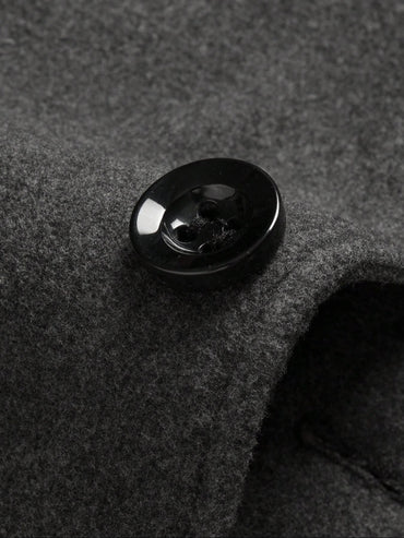 Men's Woolen Overcoat Long Sleeve Solid Casual Jacket with Pockets, Comfortable Daily Wear, Business & Sports Fashion