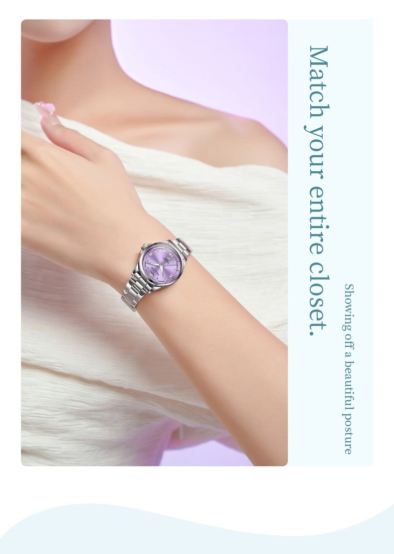 OLEVS Women's Watches Trend Elegant Stainless Steel Original Brand Small Dial Quartz Wristwatch for Lady Waterproof Luminous New