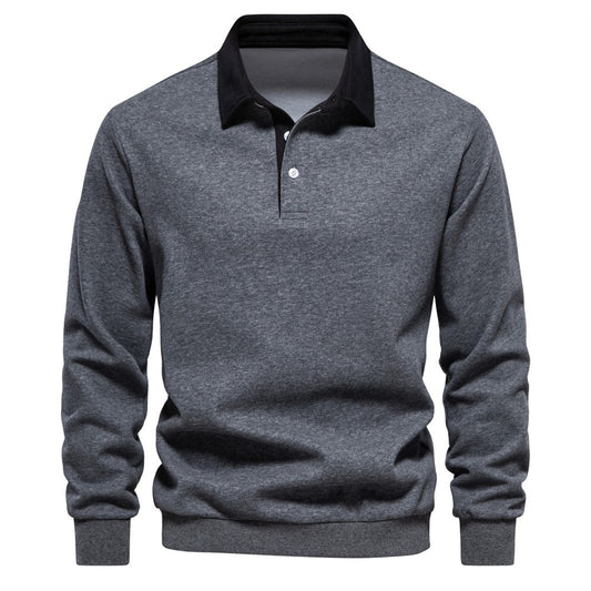 Men's Autumn Long-Sleeved POLO Collar European Size Sweater - Trendy, High-Quality, Casual, Versatile and Loose-Fit Top