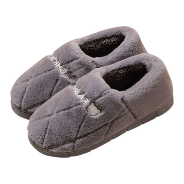 Men Casual Soft Fur Furry Couples Warm Home Baotou Plush Soft Bottom Comfortable Solid Color Men Winter Cotton Slippers ???