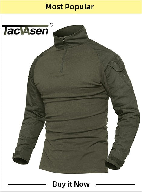 TACVASEN 1/4 Zipper Ripstops T-shirts With Zipper Pockets Mens Long Sleeve T-shirts Outdoor Hiking Tees Tops Pullover Workout