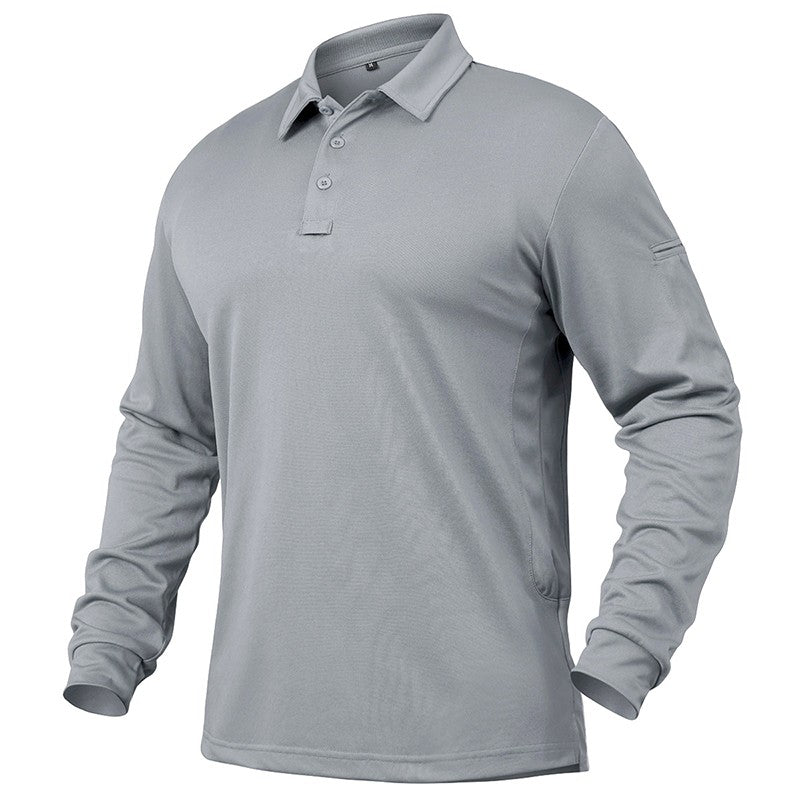 Men's Lightweight Long Sleeve Polo Shirt Performance Tactical Casual Outdoor Hiking Collared Shirts Pique Jersey Golf Shirt