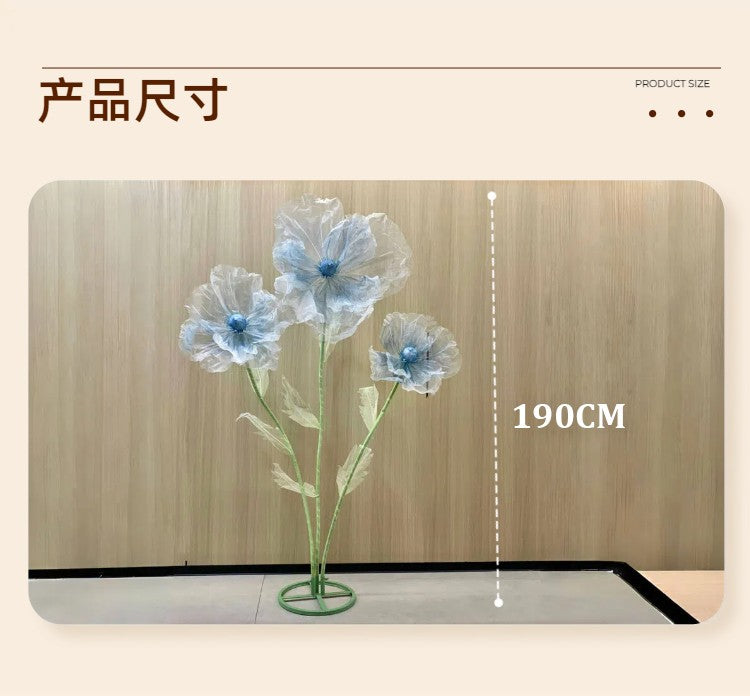 190cm Artificial Flowers Wedding Decor Props Road Lead Flower Silk Yarn Flower Poppy Window Display Garden Decoration Home Decor