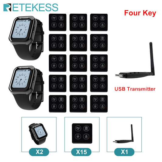 Retekess wireless calling system restaurant pagers TD113 waterproof touch watch TD033 waiter call buttons for cafe bar hookah