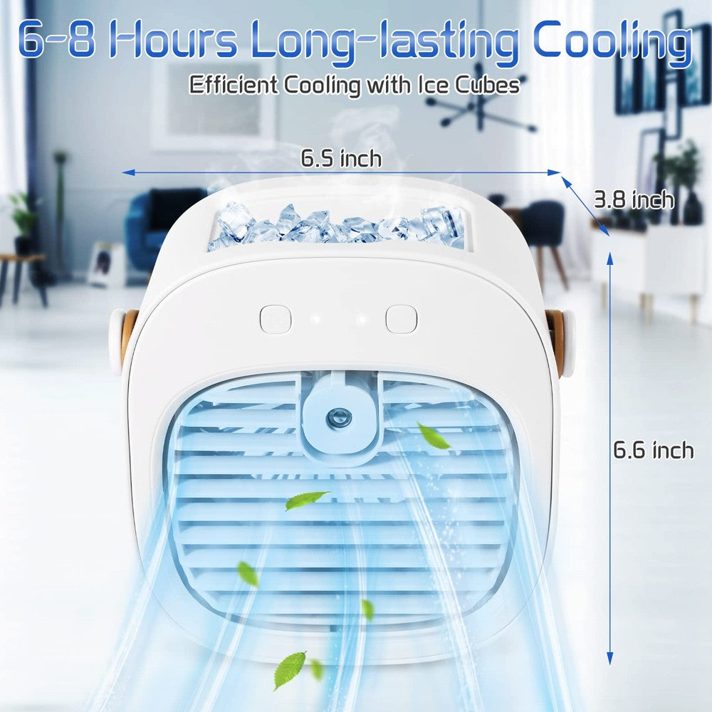 Ar Condicionado Portátil Recarregável Mini Ventilador de Ar Condicionado Pessoal Sem Fio para Quarto e Camping