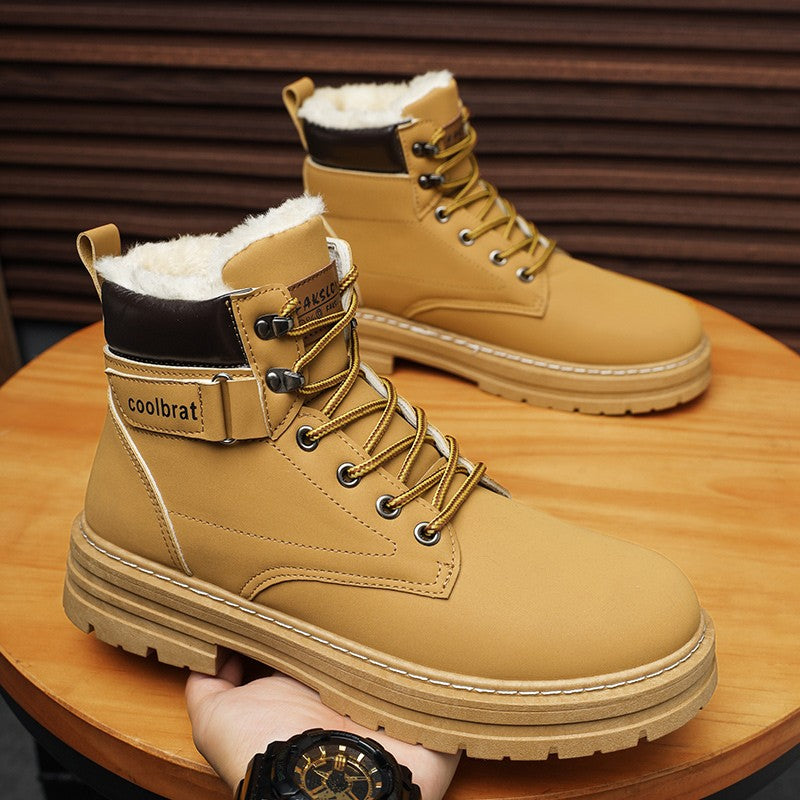 Botas masculinas de sarja cano alto, tênis esportivo casual, botas masculinas modernas e estilosas