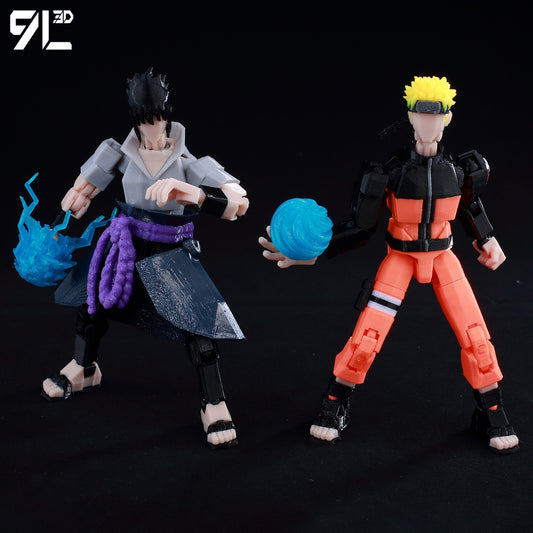 9L3D Lucky13 TITAN13 Rasengan Sasuke Uchiha 3D Figure - Susanoo & Fireball Jutsu Pose with Katana,Dummy13 T13 Anime Action Model