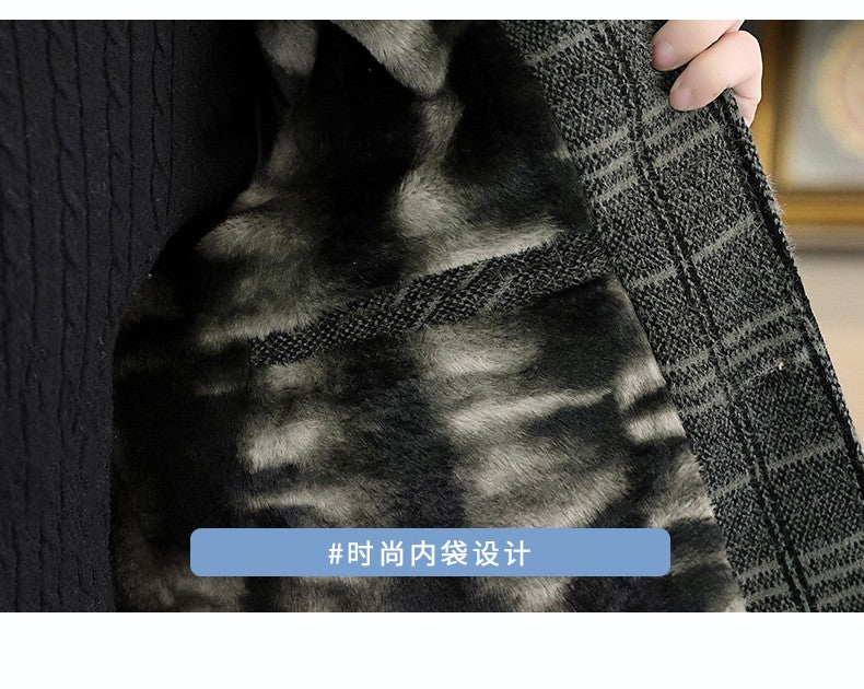 2023 Winter Plaid Woolen Jackets Men Fashion Slim Fit Thickened and Warm Trench Coat Casual Business Streetwear Overcoat M-4XL