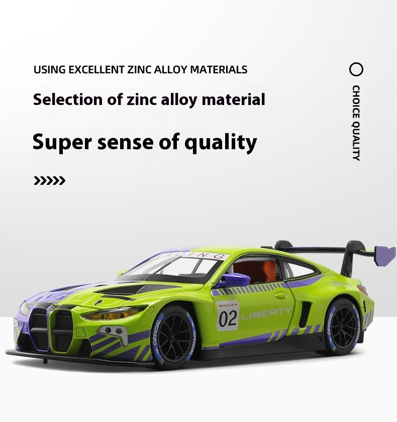 1:24 BMW M4 GT3 Carro Esportivo de Liga Leve Super Corridas com Luz e Som Brinquedo para Mães, Crianças, Meninos Jogos Miniatura de Carro