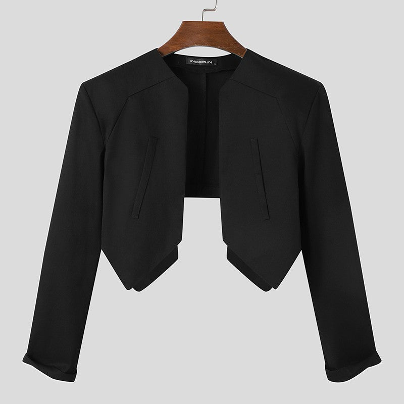 INCERUN Men Blazer Solid Color Open Stitch Long Sleeve Irregular Thin Suits Men 2024 Streetwear Fashion Casual Crop Coats S-5XL