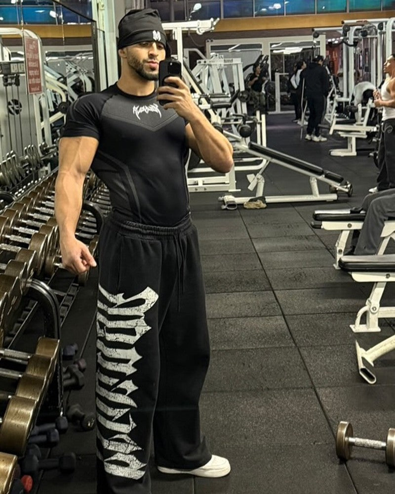 New YOUNG LA Men's Fitness Sports T-shirt Tights Men High Elastic Training Clothing Short Sleeve Tops Fitness Thirts For Men