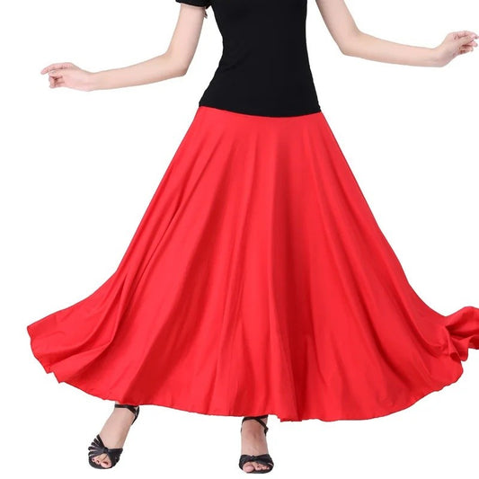 Plus Size Elegant Plus Size Women's Long Dress For Dancing And Commuting Stylish Square Dance Skirt With Wide Hemline For Soc...
