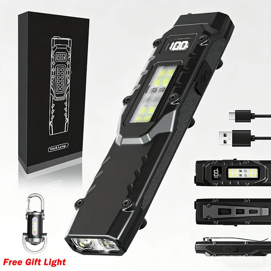 Rechargeable Tactical Flashlight,Portable High Lumen LED & COB Light,Type-C,Power Display,Outdoor Hiking Fishing Emergency Work