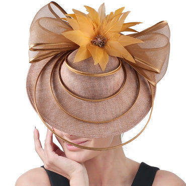 Chapéus Fascinators Femininos Multimodais com Laço de Flor Imitação Chapéu Noiva Derby Pillbox Casamento Acessórios de Cabelo