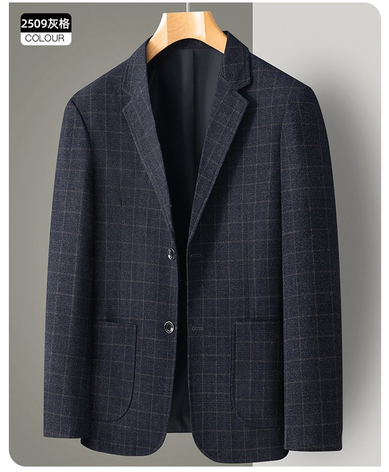 New Men's Blazer Fashion Middle-aged Business Casual Professional Wear Casual Loose British Style Sub-trend Four Seasons Suit