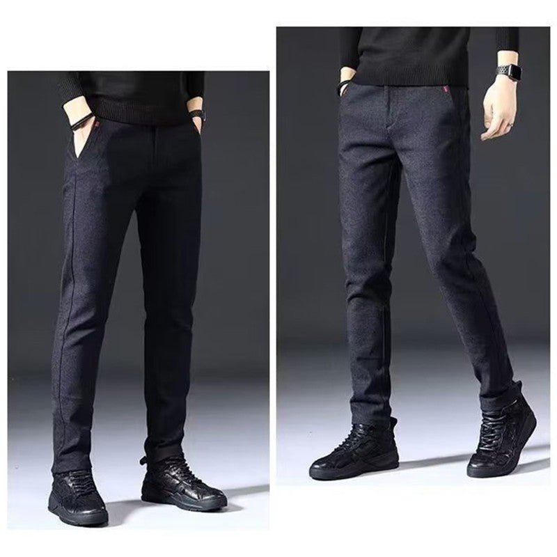 Men's Straight Leg Long Daily Pants Casual Straight Slim Fit Narrow Leg Trousers Stylish Male Suit Work Fashion Blue Gray Pants